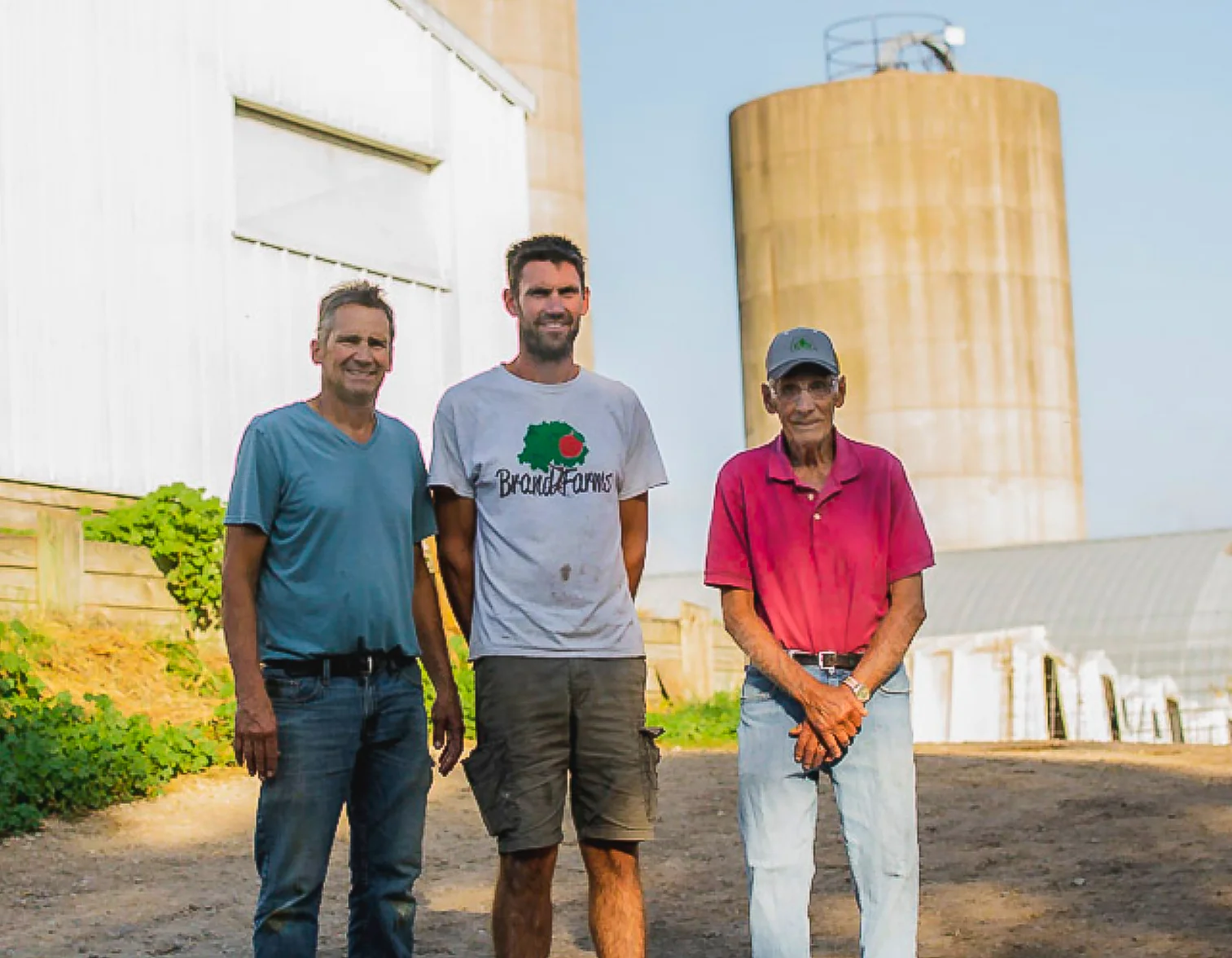 Three generations of the Brand family at the farm